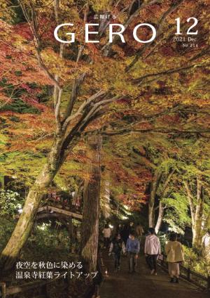 広報げろ12月号の表紙、温泉寺紅葉ライトアップ