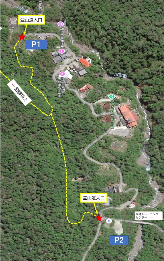 登山口駐車場位置図