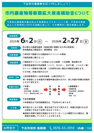 市内農産物等販路拡大推進補助金